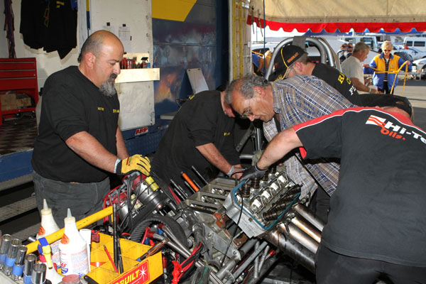 Team working on a nitro motor