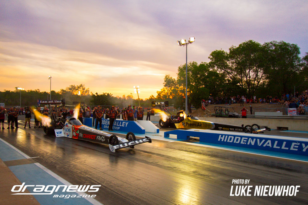 Top Fuel dragsters at Hidden Valley Drag Strip for Nitro Up North