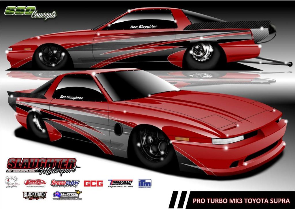 Design of Ben Slaughter Toyota MK3 Supra 2JZ drag car