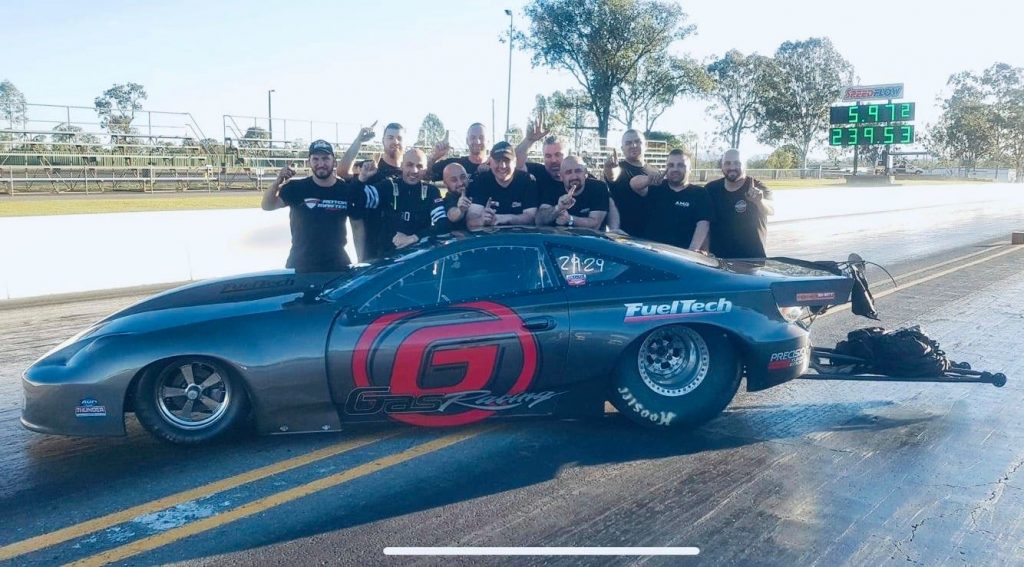 Joe Signorelli and the Gas Racing team with their Toyota Celica 2JZ sport compact drag car.